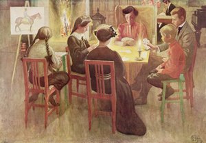 Święta Bożego Narodzenia, opublikowane w "Lasst Licht Hinin" (Niech więcej światła), 1909 autorstwa Carl Larsson