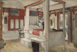 Pokój tatusiów, z cyklu Dom, ok.1895 (wc na papierze) autorstwa Carl Larsson