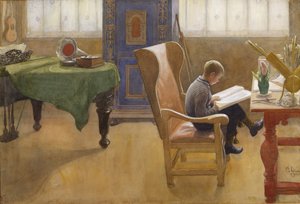 Esbjorn w kąciku do nauki, 1912 (wc na papierze) autorstwa Carl Larsson
