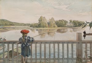 Lisbeth łowi ryby. Około 1895 r. autorstwa Carl Larsson