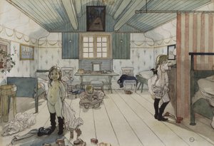 Mammas i pokój małych dziewczynek, z cyklu Dom, ok. 1895 (wc na papierze) autorstwa Carl Larsson