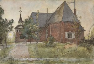 Stary Kościół Zrodzonych w Sundborn, z cyklu Dom, ok.1895 (wc na papierze) autorstwa Carl Larsson