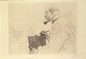 Autoportret jako grafik autorstwa Carl Larsson