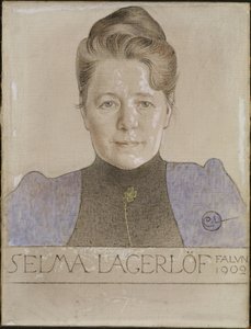 Selma Lagerlof - Portret autorki Selmy Lagerloef (1858-1940), autorstwa Larssona, Carla (1853-1919). Kreda i olej na płótnie autorstwa Carl Larsson