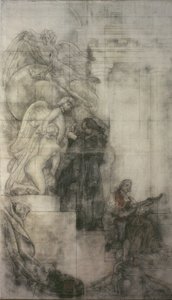 Sztuka rzeźby: Carl Michael Bellman w pracowni Sergela. Karton do fresku w dolnej sali NM autorstwa Carl Larsson