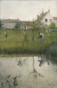 Stary człowiek i ogród szkółki autorstwa Carl Larsson