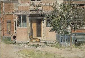 Weranda. Z cyklu Dom (26 akwarel) autorstwa Carl Larsson