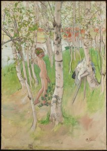 Ulf. Nagi chłopiec wśród brzóz autorstwa Carl Larsson