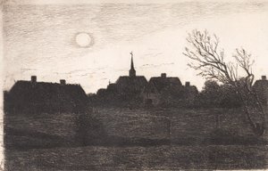 Kościół Hornbæk, letni wieczór autorstwa Carl Locher