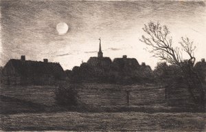 Kościół Hornbæk, letni wieczór autorstwa Carl Locher
