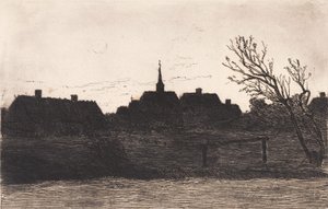 Kościół Hornbæk, letni wieczór autorstwa Carl Locher