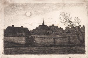 Kościół Hornbæk, letni wieczór autorstwa Carl Locher