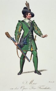 Max, szkic kostiumu dla Der Freischutz (strzelec wyborowy lub strzelec), autorstwa Carla Marii von Webera (1786-1826) autorstwa Carl Maria von Weber