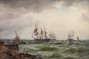 Statki pod lądem po burzy autorstwa Carl Neumann
