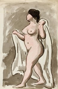 Stojący akt kobiecy z zasłoną autorstwa Carl Newman
