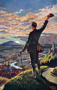 POWRÓT ŻOŁNIERZ DO DOMU - ilustracja Carl Robert Arthur Thiele 1860-1936