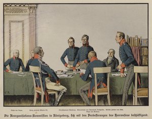 Król Fryderyk Wilhelm III na posiedzeniu Pruskiej Komisji Reorganizacji Wojskowej w Królewcu (kolor lito)