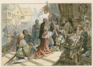 Fryderyk I (1371-1440) z Zygmuntem w Konstancji nagrodzony ziemią Kurmark w 1417 roku autorstwa Carl Rohling