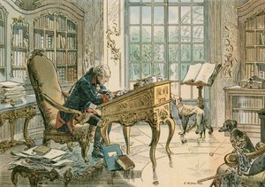 Fryderyk Wielki (1712-1786) w swoim gabinecie autorstwa Carl Rohling