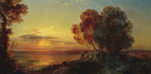 Zachód słońca nad jeziorem Starnberg