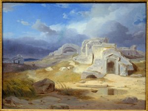 Grób Archimede w Syrakuzach. Obraz Carla Rottmanna (1798 - 1850) Ec. Wszystko.