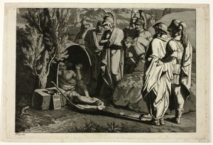 Diogenes w swojej wannie z Aleksandrą i jego generałami