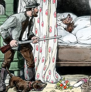 Bracia Grimm - Bajki - Czerwony Kapturek. Obraz datowany na około 1910 rok. Archiwum Carla Simona autorstwa Carl Simon