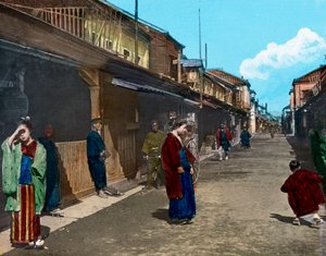 Japonia, wyspa Honshu, region Kanto, życie uliczne w Tokio, data zdjęcia: około 1920 r. Archiwum Carla Simona