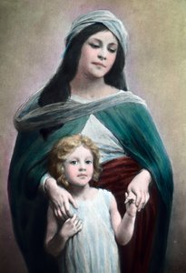 Matka z dzieckiem autorstwa niemieckiego ilustratora i grafika Maxa Sterna (1872-1943). Data powstania obrazu: około 1900 roku. Archiwum Carla Simona