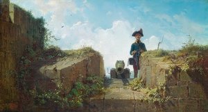 Placówka dziewiarska. Około 1860 autorstwa Carl Spitzweg