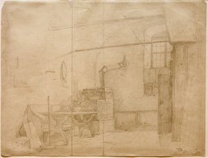 Piec kaflowy w pokoju rolnika autorstwa Carl Spitzweg