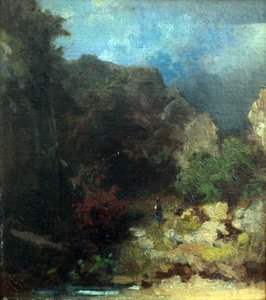 Krajobraz z postacią kobiecą autorstwa Carl Spitzweg