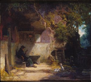 Pustelnik przed swoją kryjówką autorstwa Carl Spitzweg