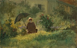 Malarz w ogrodzie, ok. 1860 (olej na płótnie) autorstwa Carl Spitzweg