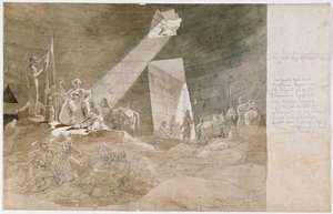 Bojownicy o wolność w tak zwanym skarbcu Agamemnona w pobliżu Myken autorstwa Carl Wilhelm Freiherr von Heideck