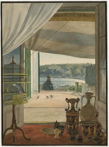 Zabytki przy balkonie z widokiem na Zatokę Neapolitańską autorstwa Carl Wilhelm Götzloff