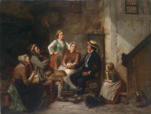 Retour du jeune marin - Powrót młodego marynarza - Huebner, Carl Wilhelm (1814-1879) - 1859 - Olej na płótnie - 79x105 - Kolekcja prywatna autorstwa Carl Wilhelm Huebner