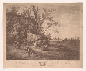 Krajobraz z bydłem Paturage Hollandois (tytuł na obiekcie) autorstwa Carl Wilhelm Weisbrod