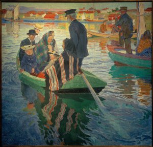 Odwiedzający kościół w łodzi autorstwa Carl Wilhelm Wilhelmson