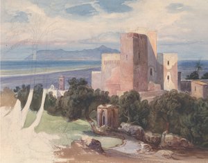 Widok na Terracinę z górą Circeo recto..., połowa XIX wieku. autorstwa Carl von Blaas