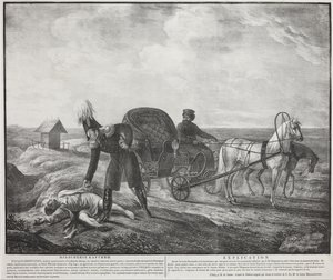 Cesarz Aleksander I pomaga potrzebującej osobie, 1820 r. autorstwa Carl von Hampeln