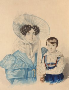 Portret Anny Platonovnej Plautina 1808-1886 z synem, lata 30. XIX wieku.