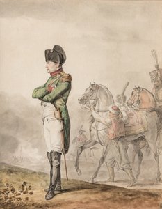 Cesarz Napoleon Bonaparte I (1769-1821) w Austerlitz (ołówek i akwarela wzmocniona bielą) autorstwa Carle (attr. to) Vernet