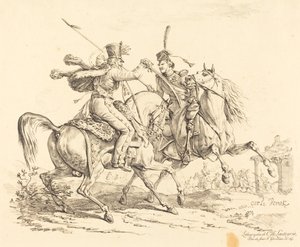 Hussard uderzający kozakiem autorstwa Carle Vernet