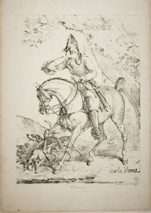 Łowca konny grający w róg autorstwa Carle Vernet