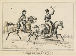Sceny z życia codziennego, drogi i ścieżki: Droga pocztowa..., 1817. autorstwa Carle Vernet