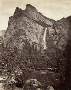 Bridal Veil Fall, 940 stóp, Yosemite, ca. 1872, wydrukowany ca. 1876. autorstwa Carleton E. Watkins.