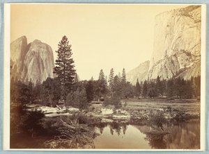 Down the Valley, El Capitan i Cathedral Rocks autorstwa Carleton E. Watkins