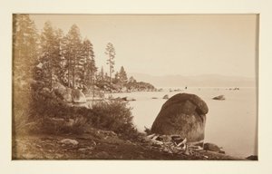 Cztery sceny kolejowe i cztery widoki na jezioro Tahoe: Jezioro Tahoe z Artist Point autorstwa Carleton E. Watkins