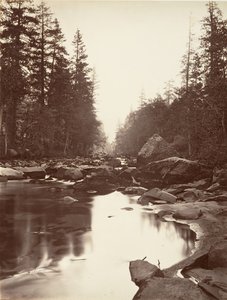 Rzeka Merced, Yosemite, ca. 1872, wydrukowany ca. 1876. autorstwa Carleton E. Watkins.